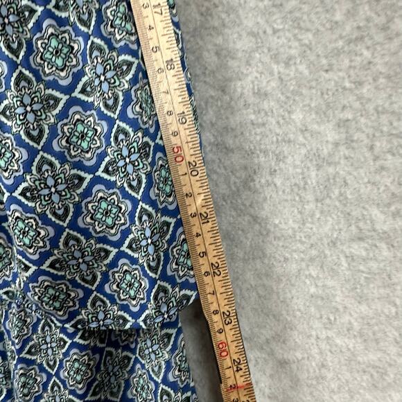 J. Jill Floral Blouse Size 3x Blue Geometric Bell Sleeve Pleated Career Workwear - Picture 12 of 12